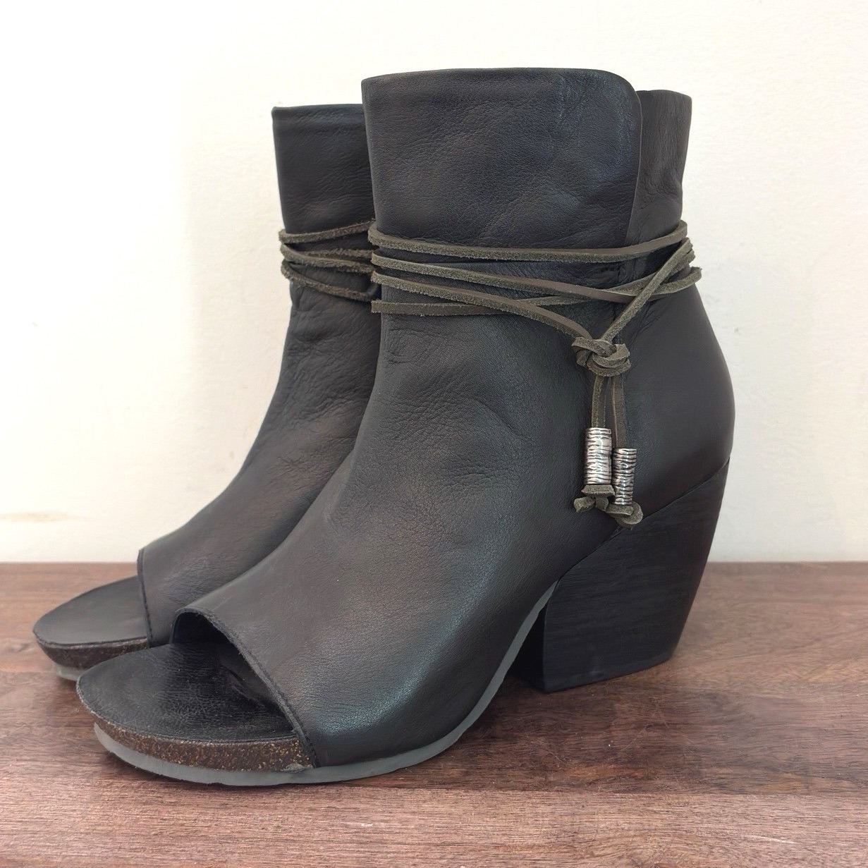 Otbt Ankle Booties Vagabond Peep Toe Leather Comfort Chunky Heel Boho Women's 9
